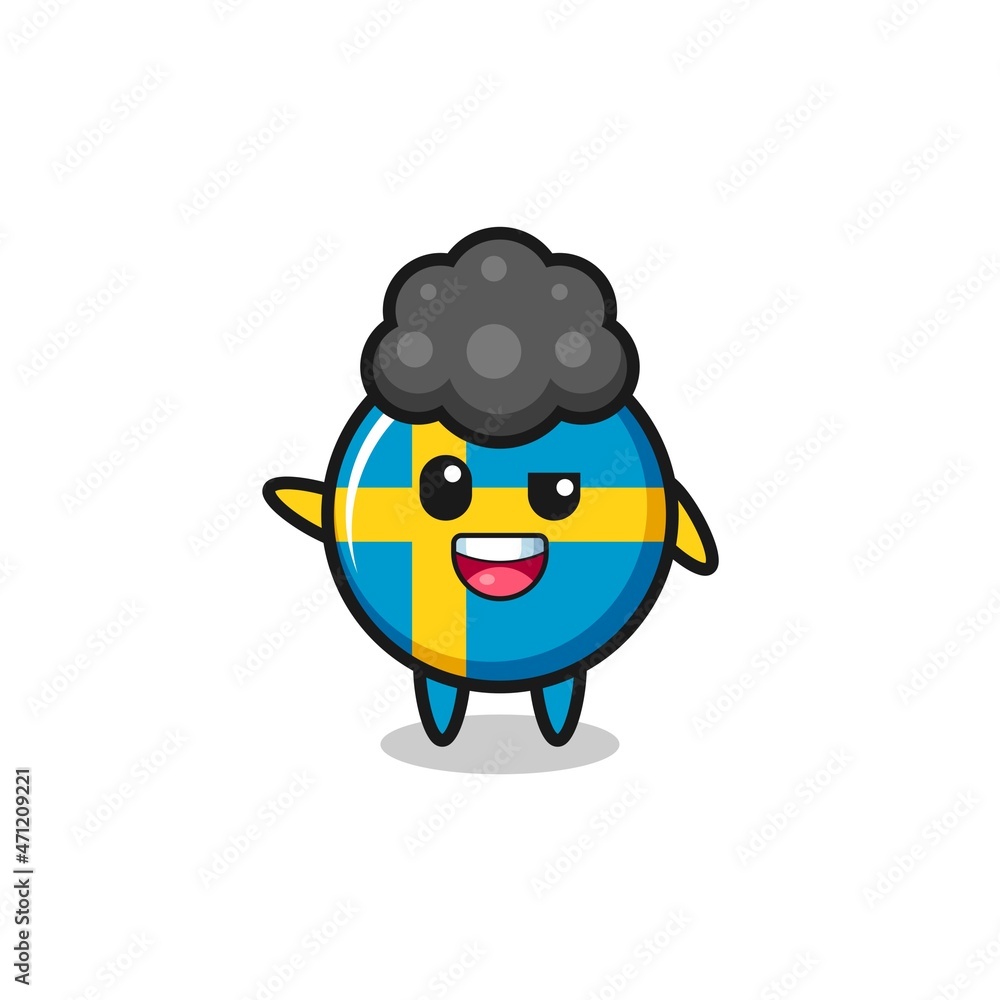 Fototapeta premium sweden flag character as the afro boy