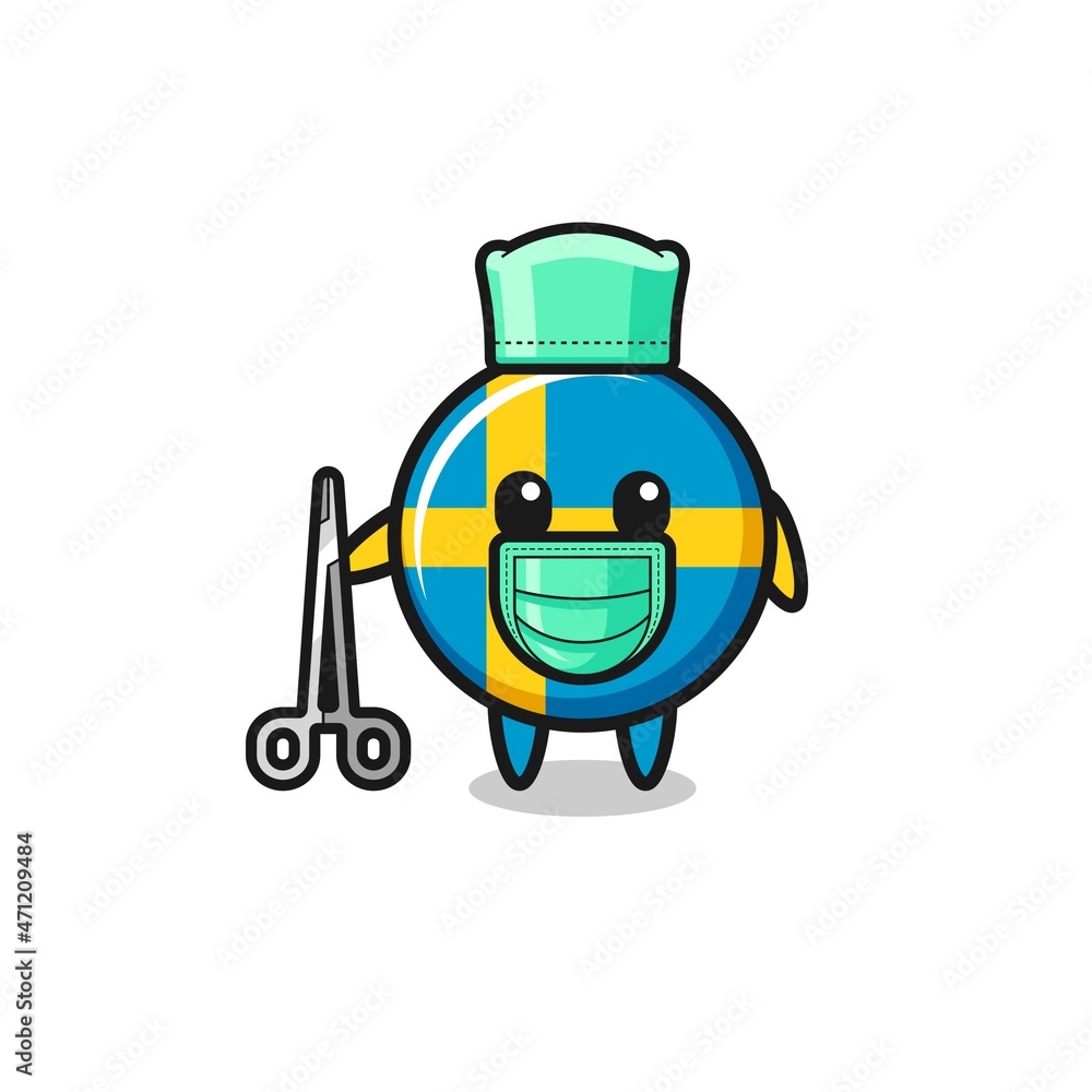 surgeon sweden flag mascot character