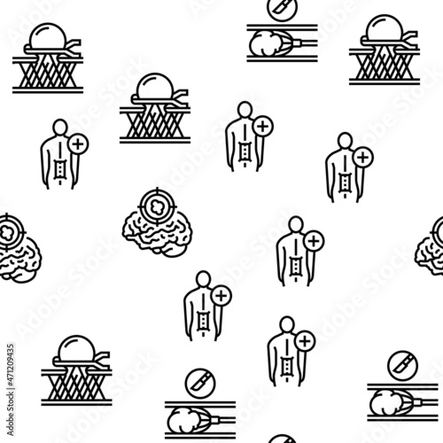 Neurosurgery Medical Treatment Vector Seamless Pattern Thin Line Illustration