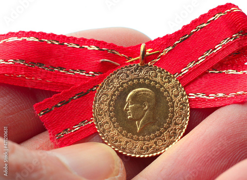 Quarter Gold (Turkish gold) macro detail shooting