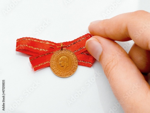 Quarter Gold (Turkish gold) macro detail shooting