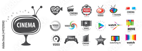 A set of vector logos for video production and display on a white background