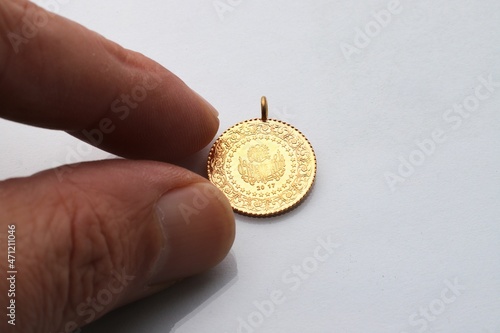 Quarter Gold (Turkish gold) macro detail shooting