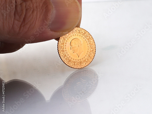 Quarter Gold (Turkish gold) macro detail shooting