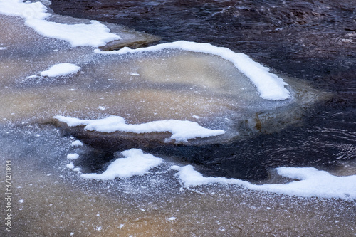 Ice floating in a river