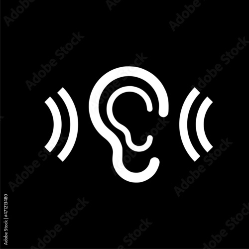 Ear test icon isolated on dark background