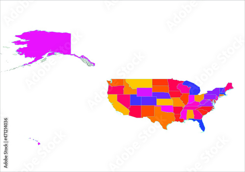 Beautiful Map illustration of USA, colorful vector illustration photo