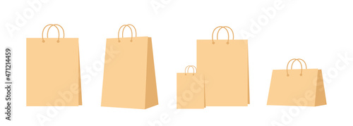 Set of shopping bags on white background