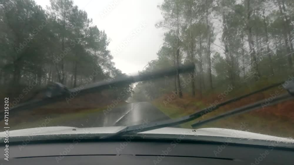 car driving under a rain shower car driving under a rain shower