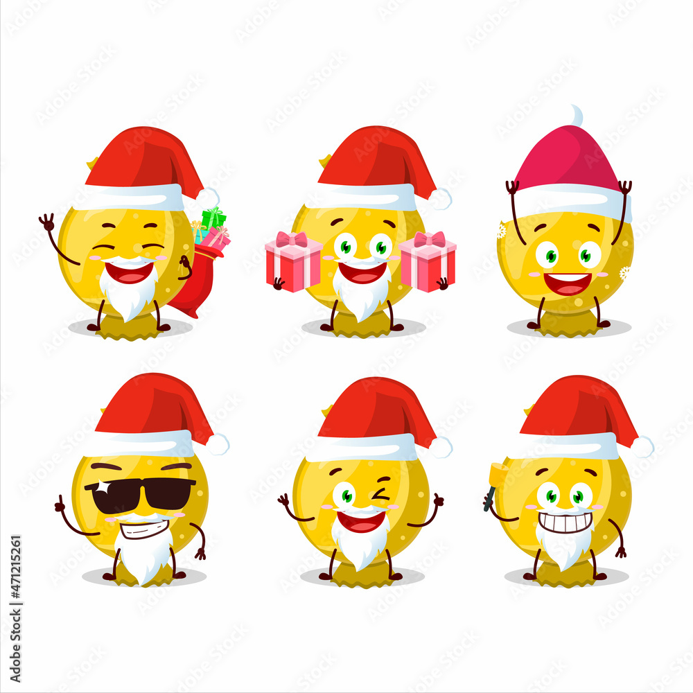 Santa Claus emoticons with yellow candy wrap cartoon character