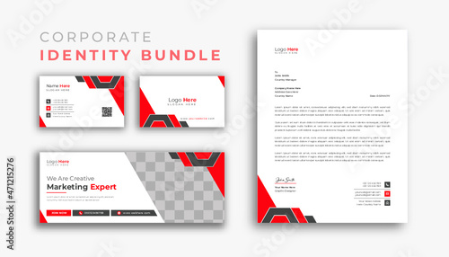 Corporate branding identity design. Professional business Facebook cover page timeline web ad banner template with letterhead, business card design bundle 