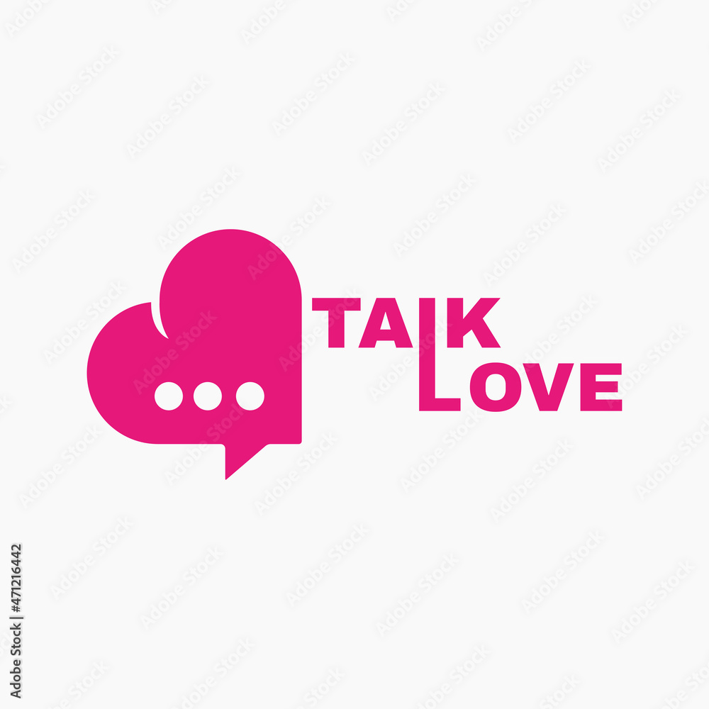 Talk love. Red heart and chat buble logo design Talk love. Red heart and chat buble logo design