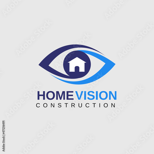 Home vision. House and eye care for real estate logo design