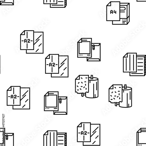 Paper List For Printing Poster Vector Seamless Pattern Thin Line Illustration