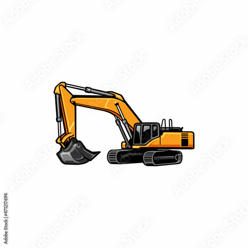 excavator - heavy equipment construction - earth mover vector isolated