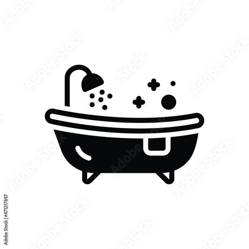 Black solid icon for tub