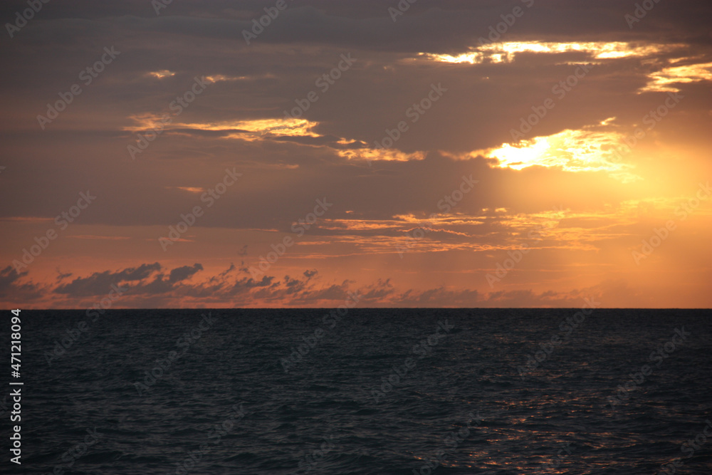 Beautiful setting sun on the sea. Sun Set on Goisont