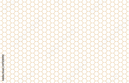 Honey hexagon bee hive honeycomb pattern seamless golden grid and white background vector