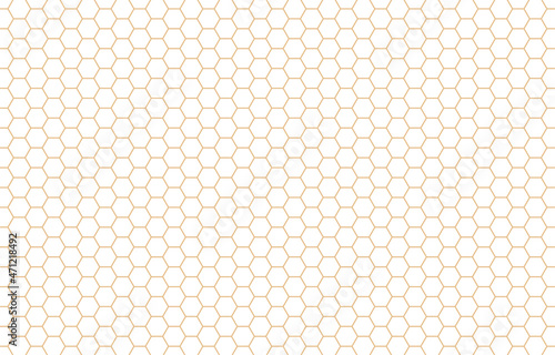 Honey hexagon bee hive honeycomb pattern seamless golden grid and white background vector