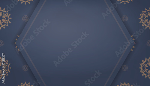 Background in blue color with mandala brown pattern for design under your logo or text
