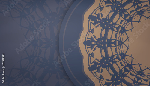 Background in blue color with mandala brown pattern for design under your text