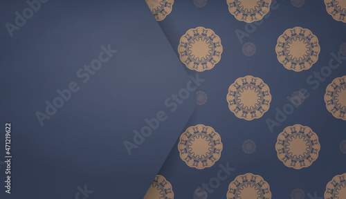 Background in blue with abstract brown ornament and logo space