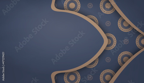 Background in blue with abstract brown ornament and logo space