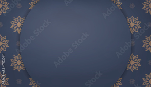 Background in blue with abstract brown ornament and space for text