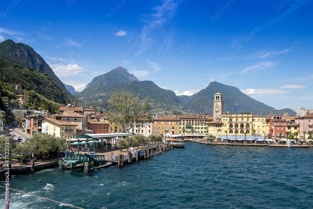Riva del Garda town in Trentino, by Lago di Garda lake, in Italy
