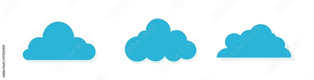 Cloud Icons Set in trendy flat style isolated on blue background. Cloud symbol for your web site Cloud Icons Set in trendy flat style isolated on blue background. Cloud symbol for your web site