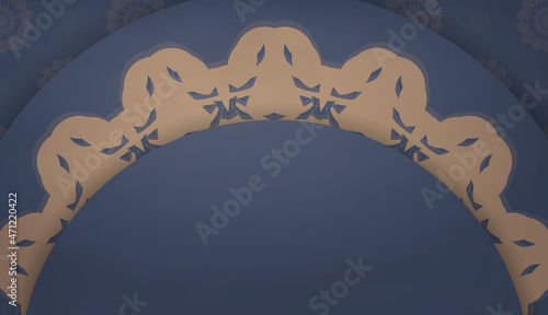 Background in blue with abstract brown ornament for design under your logo