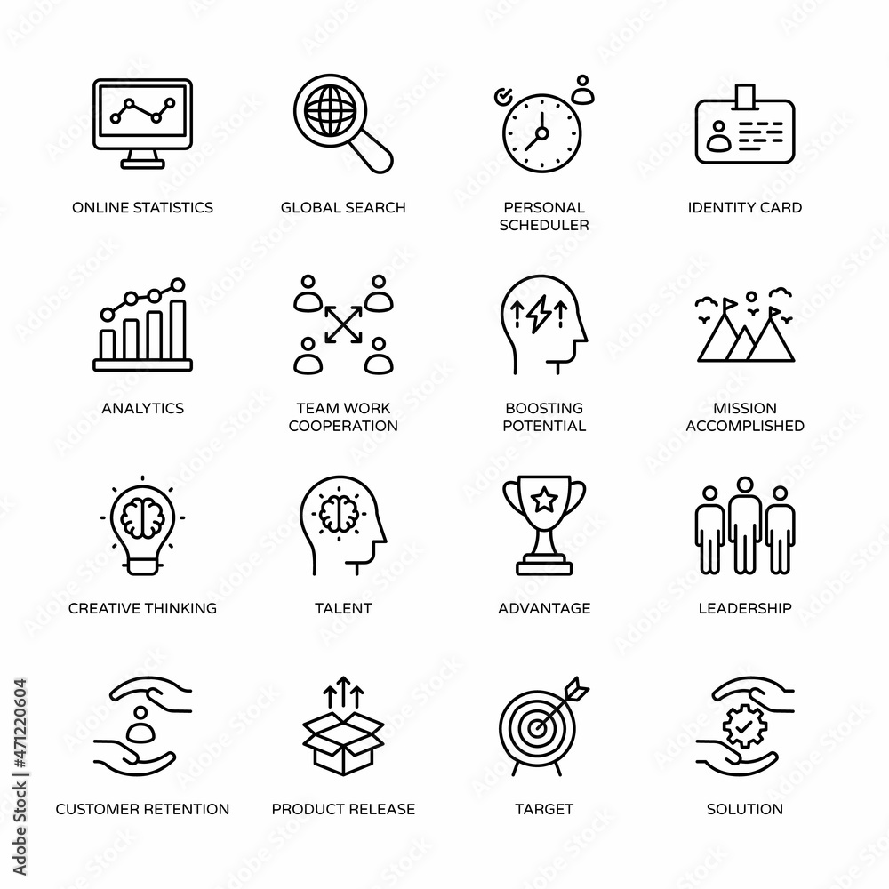 Business and Finance thin line icons, stroked - Vectors Business and Finance thin line icons, stroked - Vectors