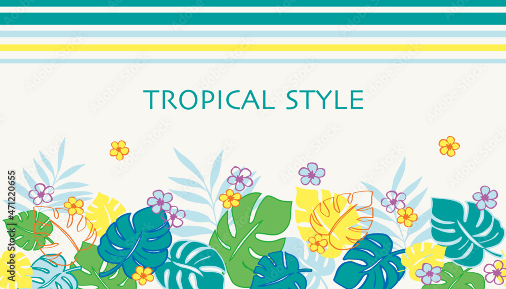 夏のカジュアルなトロピカルリーフの背景イラスト summer tropical background vector 夏のカジュアルなトロピカルリーフの背景イラスト summer tropical background vector