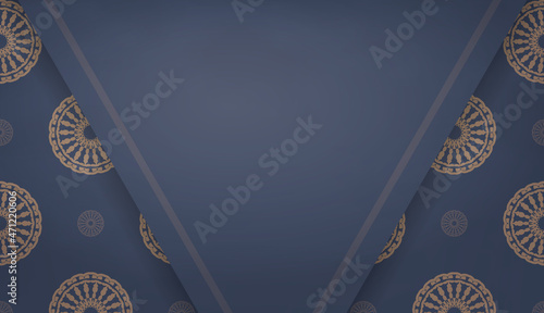 Background in blue with abstract brown ornament for logo design