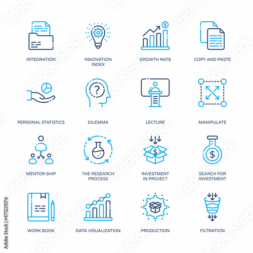 Business and Finance Color Line icons, stroked - Vectors