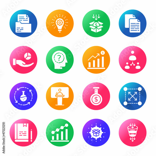 Business and Glyph Circle icons, stroked - Vectors