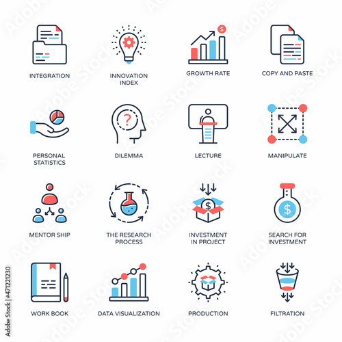 Business and Finance Filled Line icons, stroked - Vectors