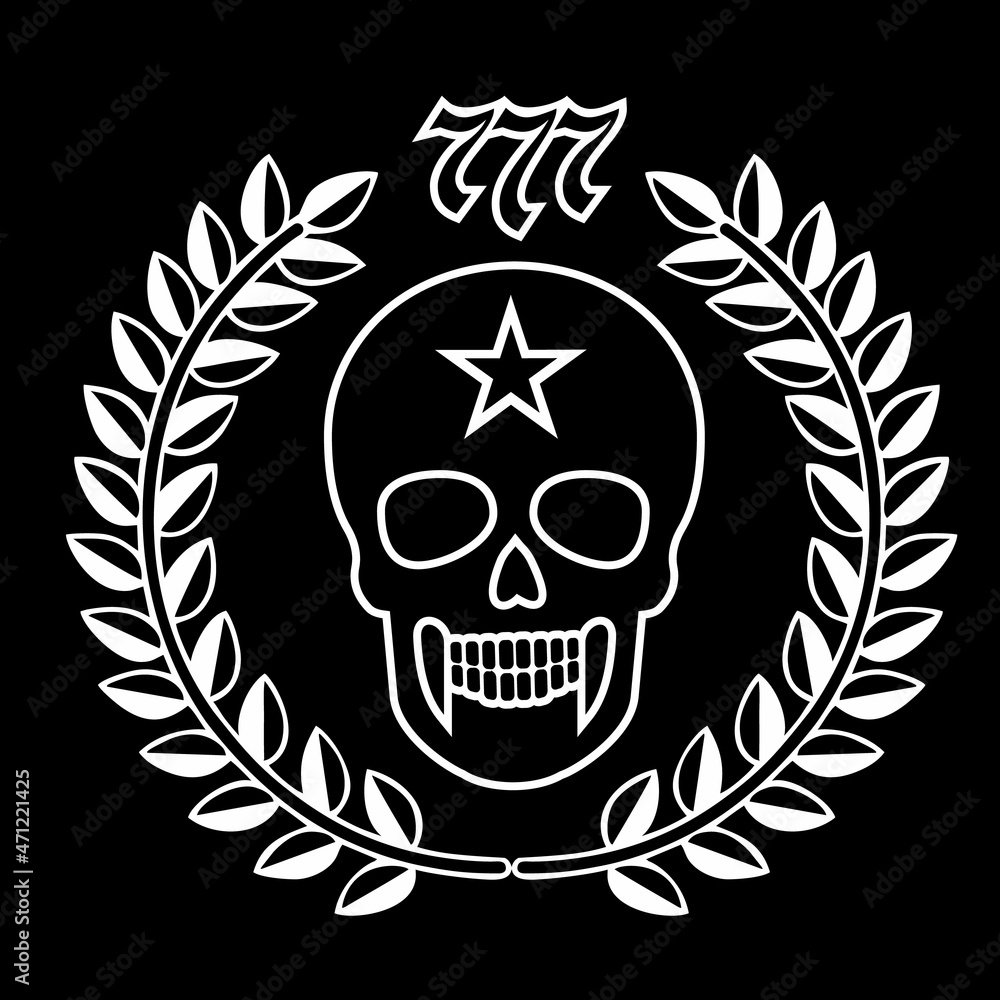 Fototapeta premium military sign with skull and wreath, grunge vintage design t shirts