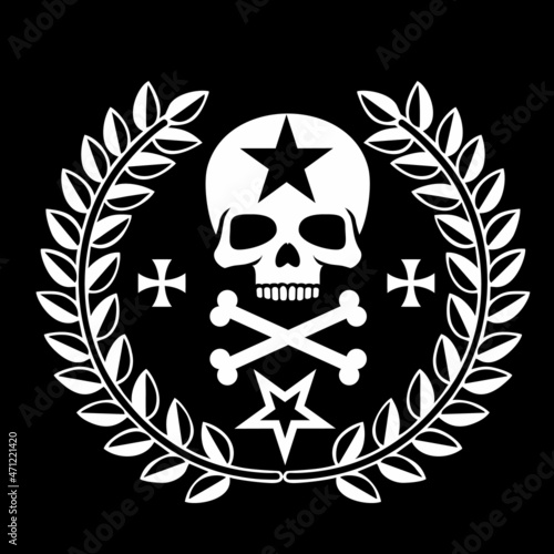 military sign with skull and wreath, grunge vintage design t shirts