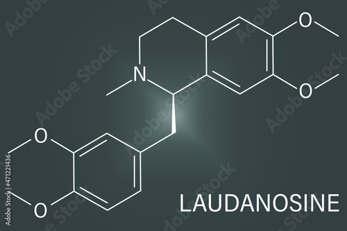 Laudanosine papaver alkaloid molecule. Skeletal formula. 