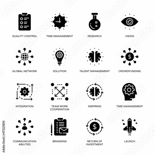 Business and Flat Circle icons, stroked - Vectors