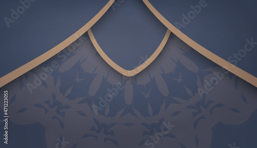 Background in blue with brown mandala ornament and place for logo or text