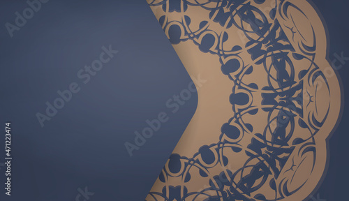 Background in blue with brown mandala ornament and place under your text