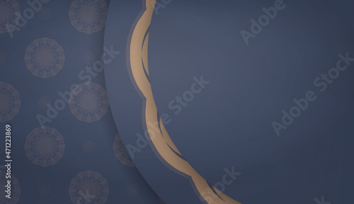 Background in blue with brown mandala pattern and place for text