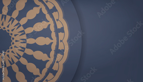 Background in blue with brown mandala pattern and place under your logo