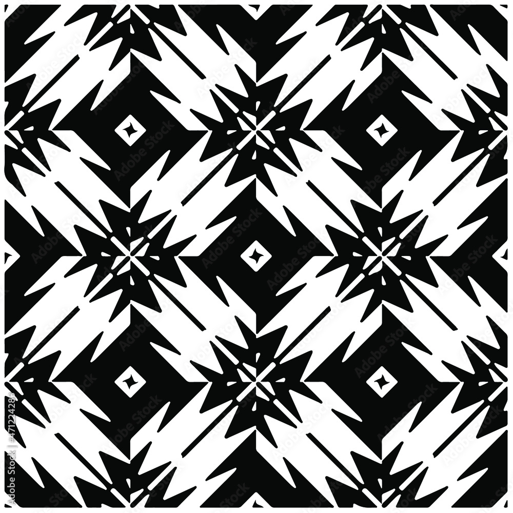 Decorative abstract pattern. Black and white seamless geometric pattern.Pattern for fashion, fabric, apparel dress, textile, background, wallpaper, digital printing.
