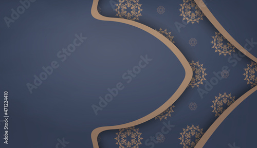 Background in blue with brown mandala pattern and place under your logo or text