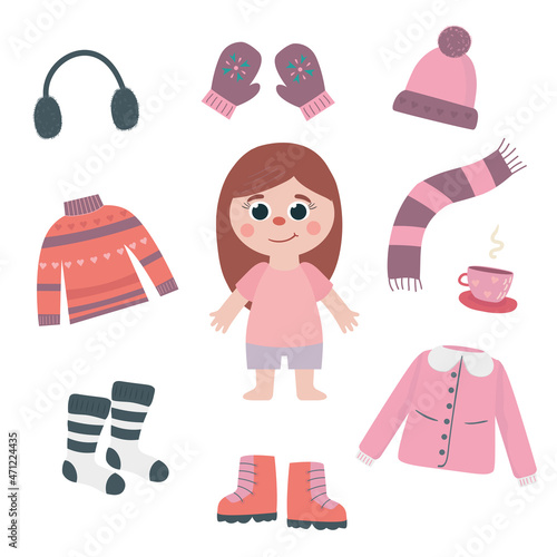 Winter clothes. Baby clothes. A set of warm clothes.