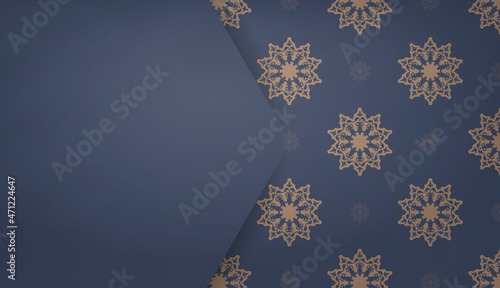 Background in blue with brown mandala pattern for design under the text