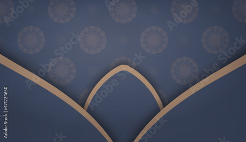 Background in blue with brown mandala pattern for design under the text